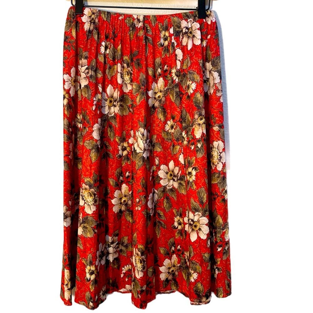 FLORAL SKIRT Women’s Red Cream Floral Skirt 10.